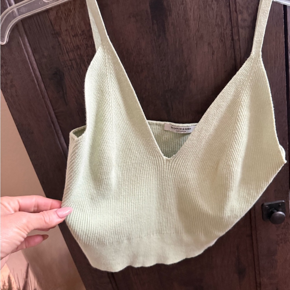 Scotch & Soda Mint Green Ribbed Knit Cami